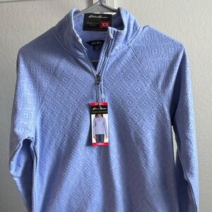 Eddie Bauer Jacket Ladies XS Polar Fleece Quarter Zip Pale Iris Pullover NWT